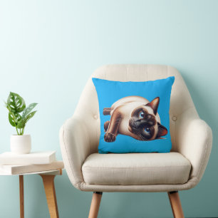 Siamese Cat, Cute Blue-Eyed Feline Cushion