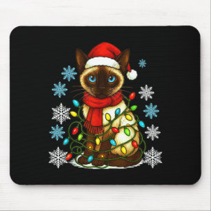 Siamese Cat Cute Cat Lover Cat Xmas Holiday Santa  Mouse Pad