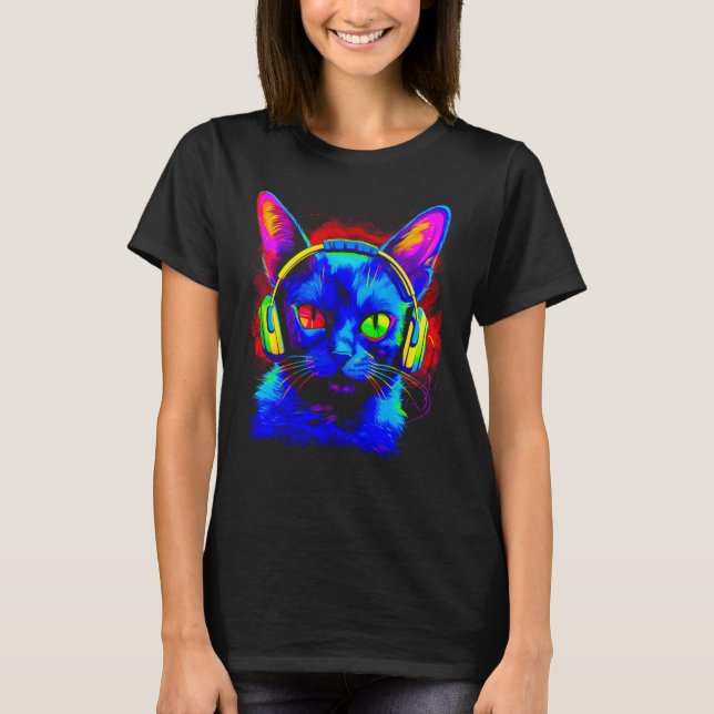 Siamese Cat DJ Music T-Shirt (Front)