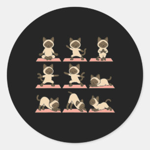 Siamese Cat Doing Yoga Vegan Kawaii Zen Classic Round Sticker