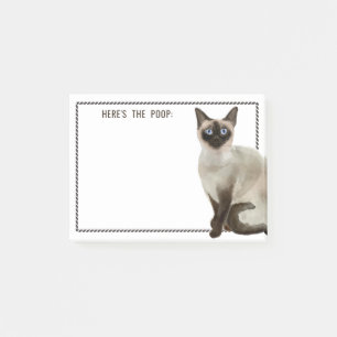 Siamese Cat   Editable Text Here's The Poop Post-it Notes