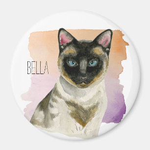 Siamese Cat Elegant Watercolor Painting Magnet