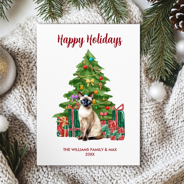 Siamese Cat Family Christmas Holiday Card (Creator Uploaded)