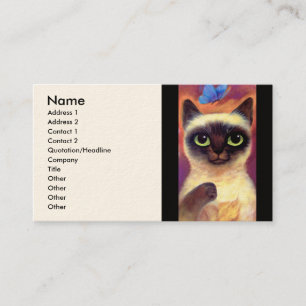 Siamese Cat Feline Butterfly Art - Multi Business Card
