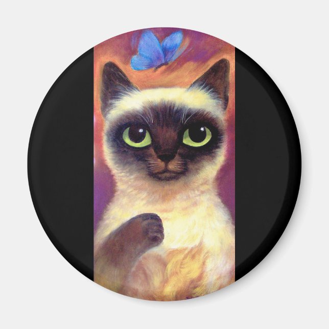 Siamese Cat Feline Butterfly Art - Multi Magnet (Front)