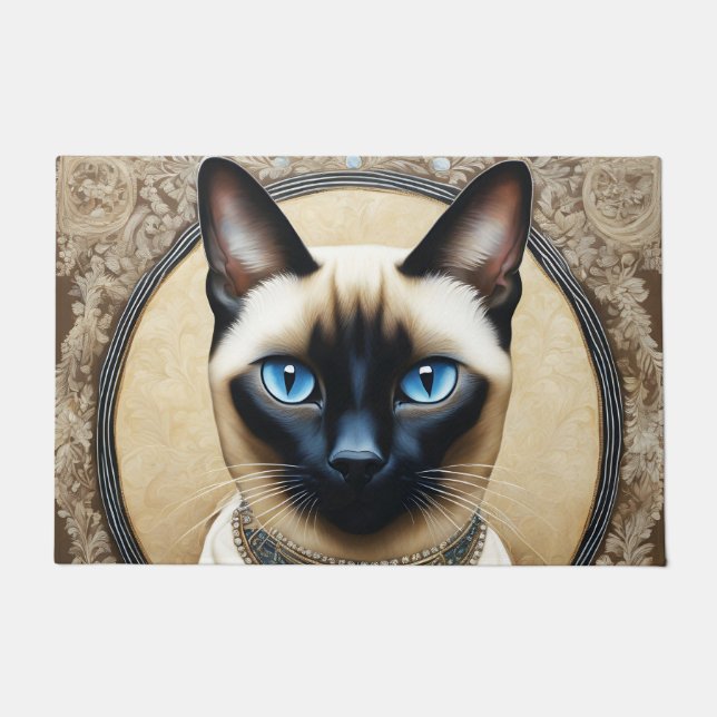 Siamese Cat Feline Doormat (Front)