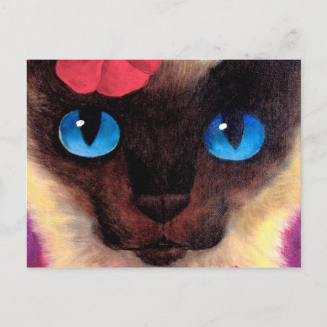 Siamese Cat Feline Pet Painting - Multi Postcard (Front)
