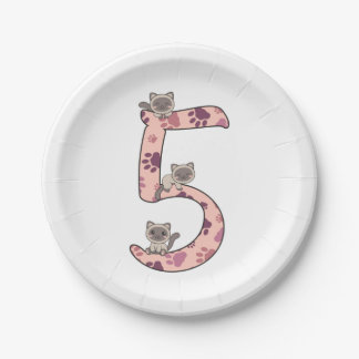 Siamese Cat Fifth Birthday For Kids Cats Paper Pla Plate