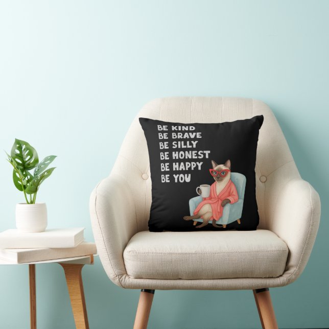 Siamese Cat for Coffee Lovers Cushion (Chair)