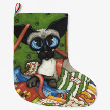 Siamese Cat Gift Stocking by Bihrle