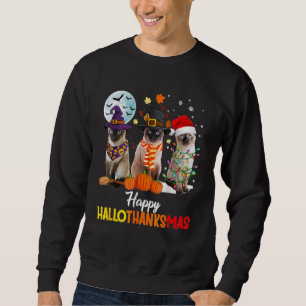 Siamese Cat Halloween Merry Christmas Happy Hallot Sweatshirt