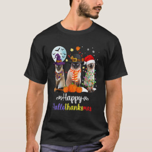 Siamese Cat Halloween Merry Christmas Happy Hallot T-Shirt