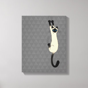 Siamese Cat Hanging On Funny Cat Canvas Print