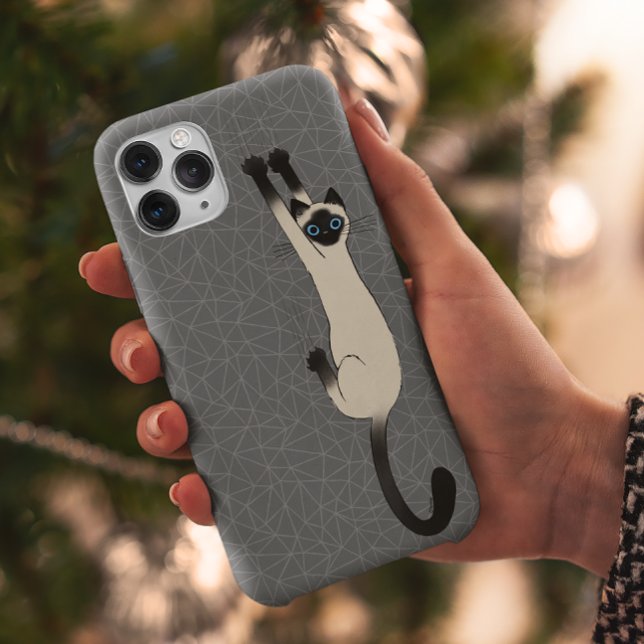 Siamese Cat Hanging On | Funny Cat iPhone Case (Creator Uploaded)