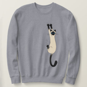 Siamese Cat Hanging On Funny Cat Sweatshirt
