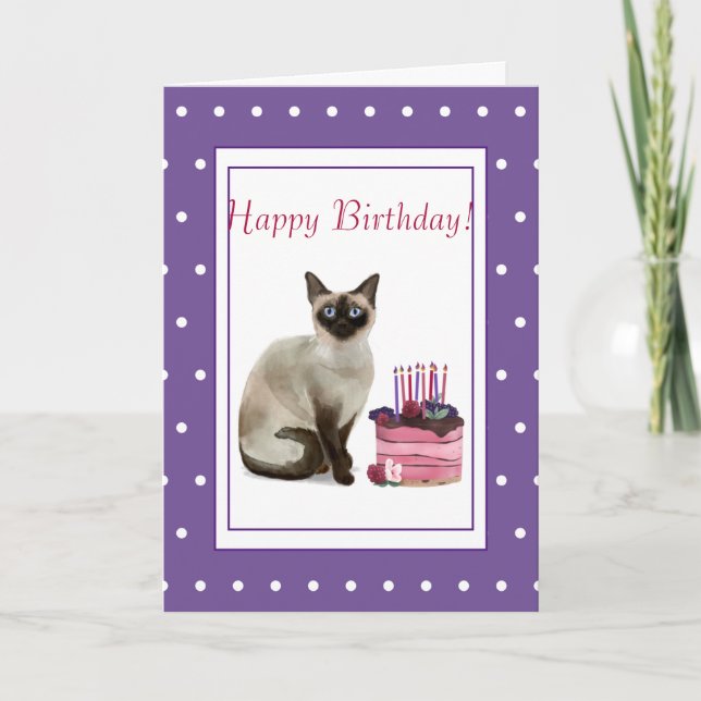 Siamese Cat "Happy Birthday From the Cat" Birthday Card (Front)