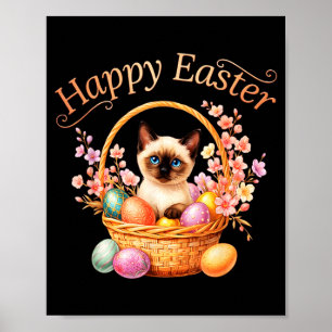 Siamese Cat Happy Easter Cute Siamese Cat Mum Poster
