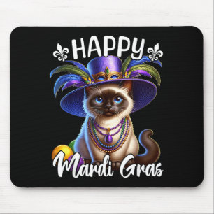Siamese Cat Happy Mardi Gras Siamese Cat Mouse Pad