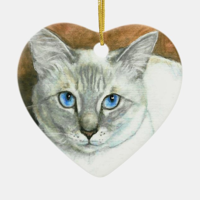 Siamese Cat Heart Christmas Ornament (Front)