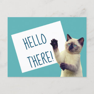 Siamese Cat Hello There Custom Message Postcard