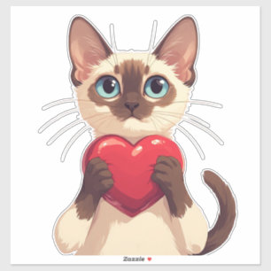 Siamese Cat Holding Heart For Love And Smiles 💖