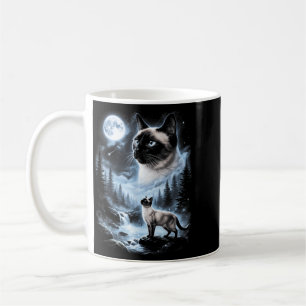 Siamese Cat Howling At Moon 90s Retro Coffee Mug