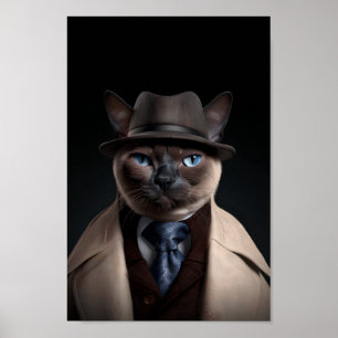 Siamese Cat in a Suit   My Mobster Cat   Funny Cat Poster