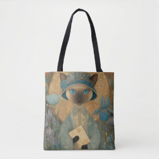 Siamese cat in Art Nouveau style - Elegant cat art Tote Bag
