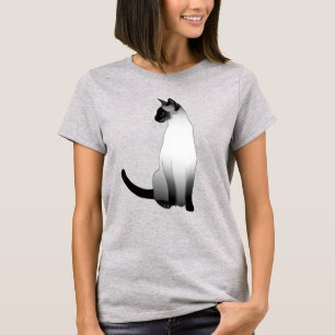 Siamese Cat in Black, White and Grey / Grey T-Shirt