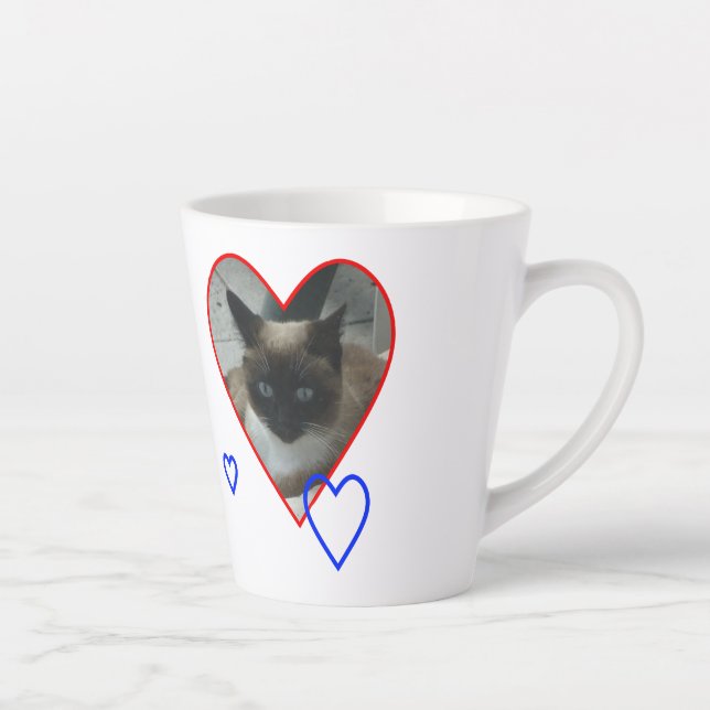 Siamese Cat in Heart Cust. White Latte Mug (Right)