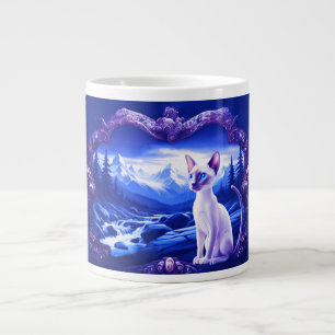 Siamese Cat In Scenic Frame Large Coffee Mug