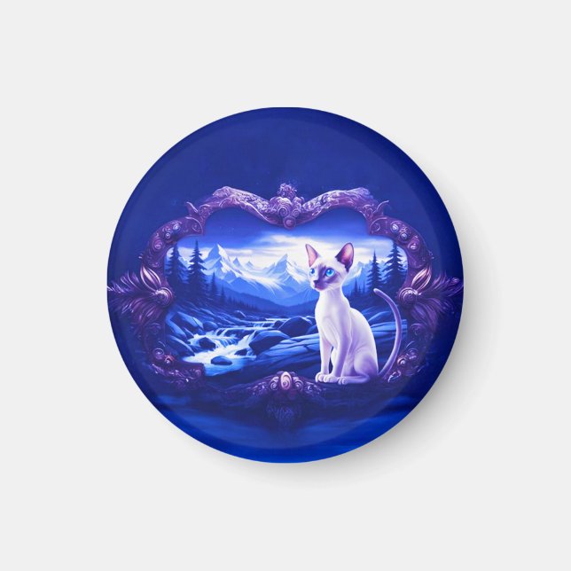 Siamese Cat In Scenic Frame Magnet (Front)