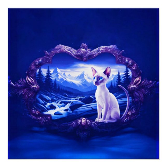 Siamese Cat In Scenic Frame Poster (Front)