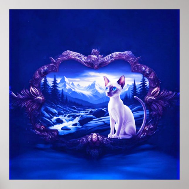 Siamese Cat In Scenic Frame Poster (Front)