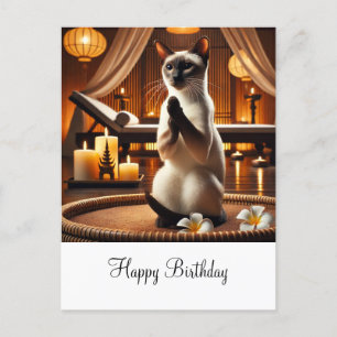 Siamese Cat in Spa Birthday  Postcard