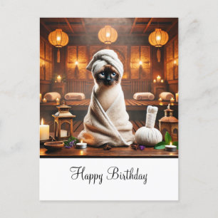 Siamese Cat in Spa Birthday  Postcard