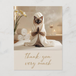 Siamese Cat in Spa Thank you Postcard