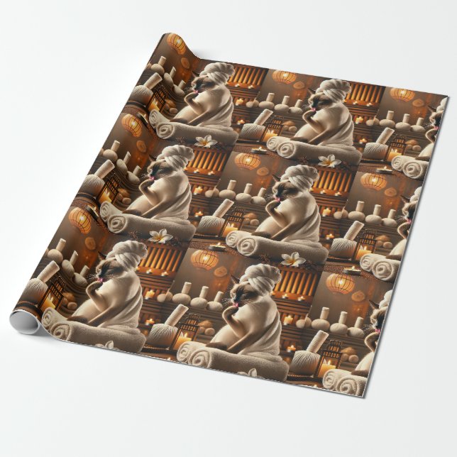 Siamese Cat in Spa  Wrapping Paper (Unrolled)