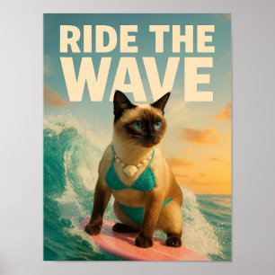 Siamese Cat is surfing  Poster