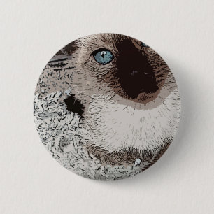 Siamese cat kitty pet animal friend family art 6 cm round badge