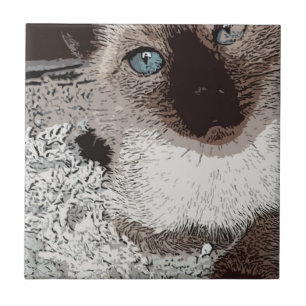 Siamese cat kitty pet animal friend family art ceramic tile
