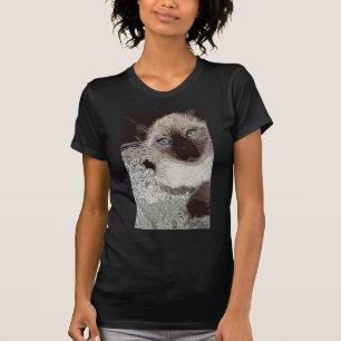 Siamese cat kitty pet animal friend family art T-Shirt