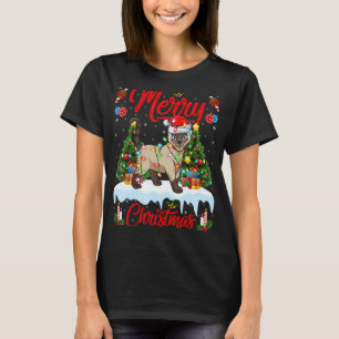 Siamese Cat Lights Xmas Tree Santa Siamese Cat Chr T-Shirt