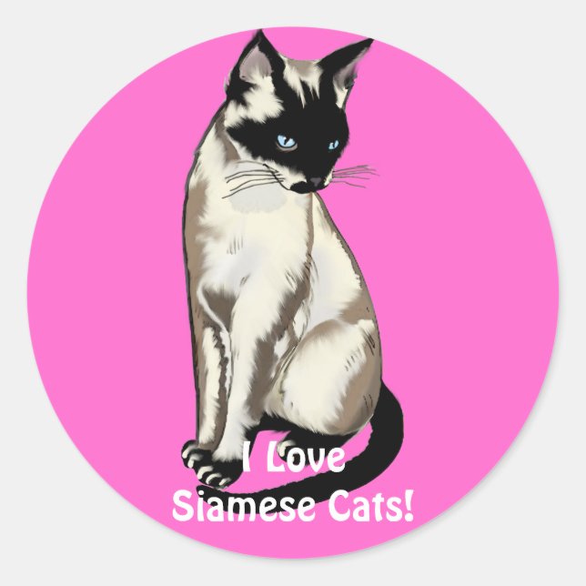 Siamese Cat Lover Gifts Classic Round Sticker (Front)