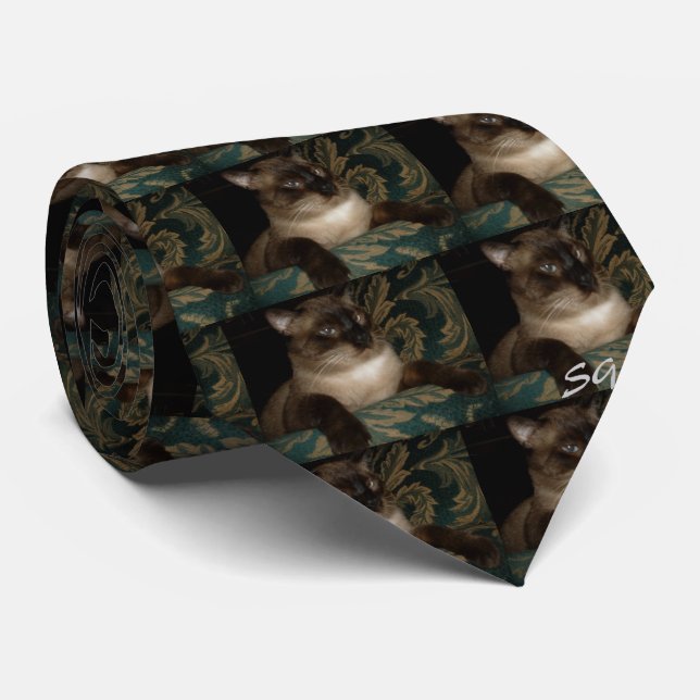 Siamese Cat Lover Men’s Necktie (Rolled)