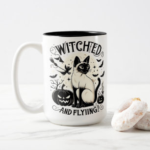 Siamese cat Magic: Bewitched and Free Two-Tone Coffee Mug