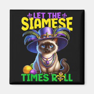 Siamese Cat Mardi Gras Let Times Roll Siamese Cat Magnet