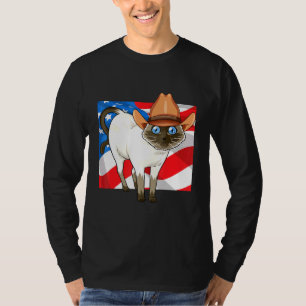 Siamese Cat Merica 4th Of July Patriotic American  T-Shirt