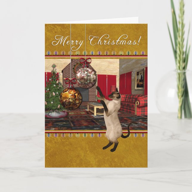 Siamese Cat - Merry Christmas Holiday Card (Front)
