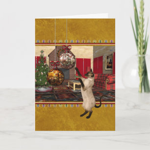 Siamese Cat - Merry Christmas - Personalised Card